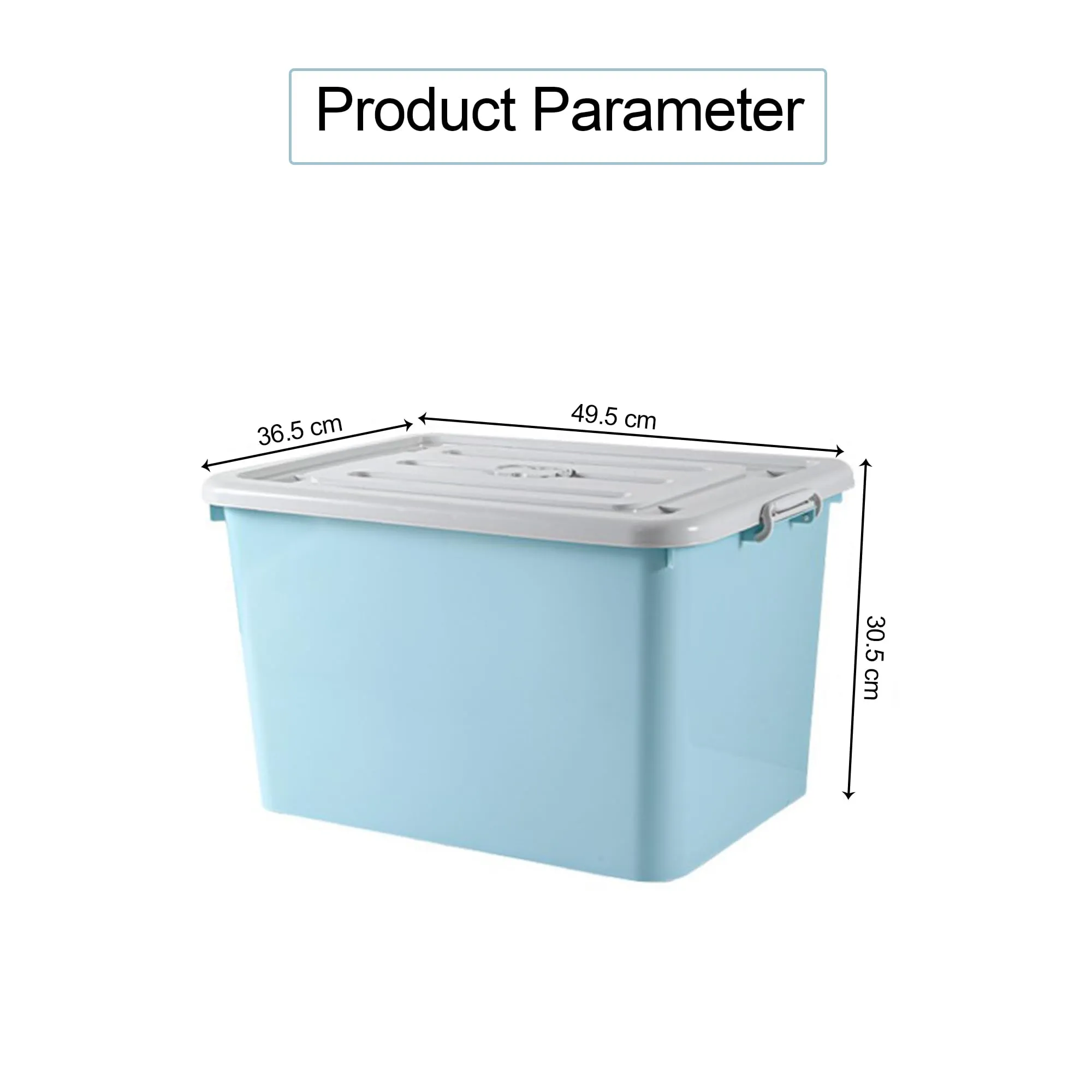 Kuber Industries Pack of 3 Rectangular Storage Box | Storage Box with Lid and Double Side Handles | Stackable Storage Box with Wheel | YN6258 | Blue